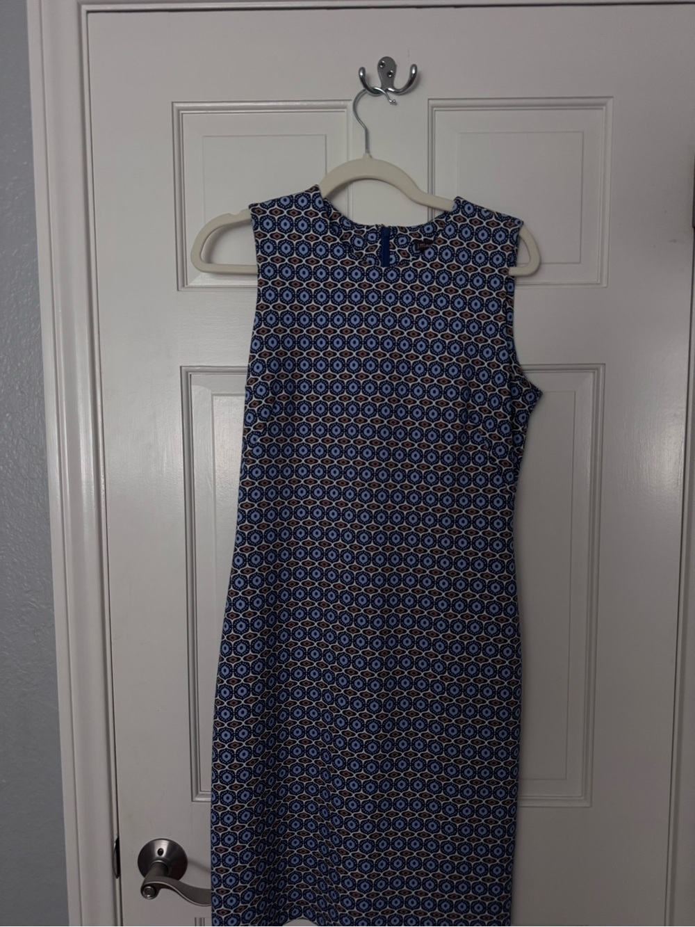 J. McLaughlin Navy and White Geometric Midi Shift Dress